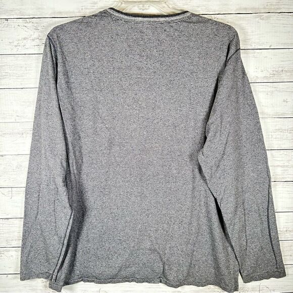 Robert Graham V-Neck Cotton Gray Stripe Long Sleeve T- Shirt 2XL - Picture 2 of 6